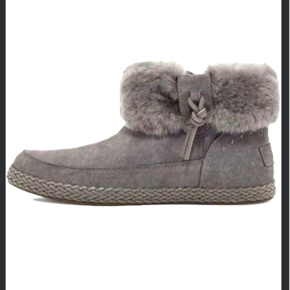 Ugg Elowen Gray Side Zip Winter Snow Boots womens Size 10 shoes - Picture 1 of 8